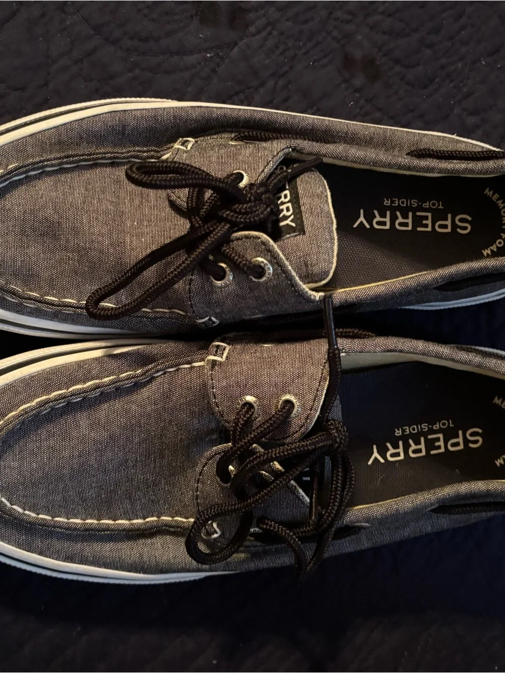 Sperry Gray Canvas Lace-Up Boat Shoes